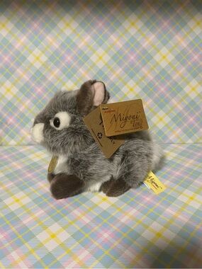 Gray Plush Bunny Toy for Small Pets